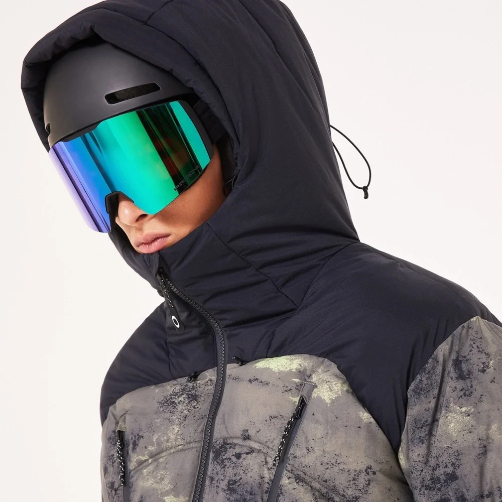 Men Size 2XL Oakley TC Ryykinn Ski & Snowboard Oxidation Print Green Jacket *NEW